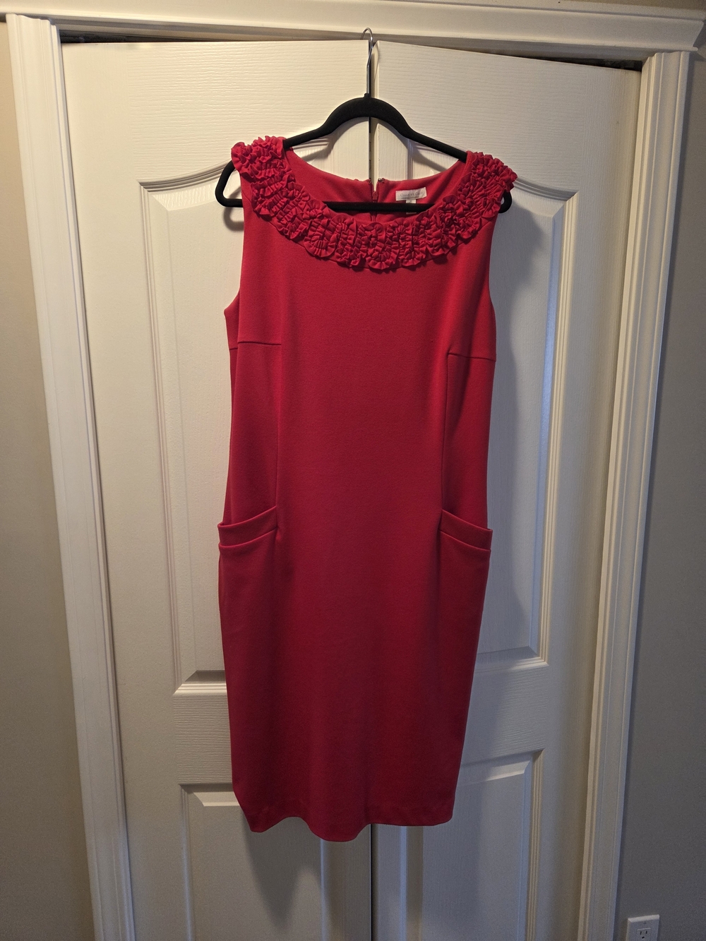4Charter Club Red Sleeveless Midi Dress with Rosette Neckline